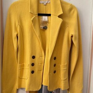 LOFT Mustard Double-Breasted Blazer